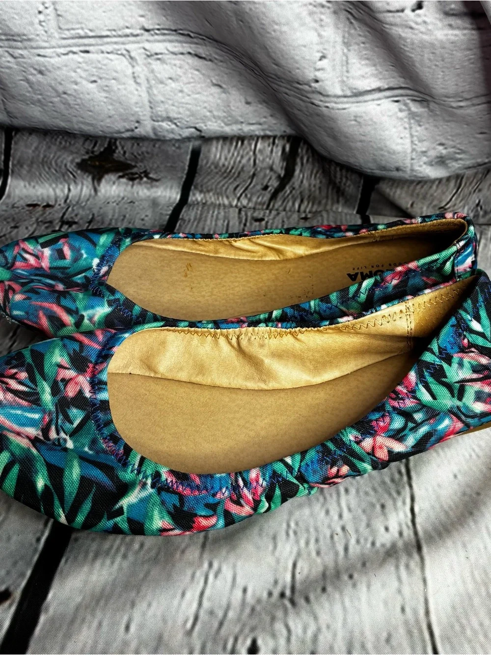 Sonoma Floral‎ Foldable Ballet Flats - Teal, Pink & Green
